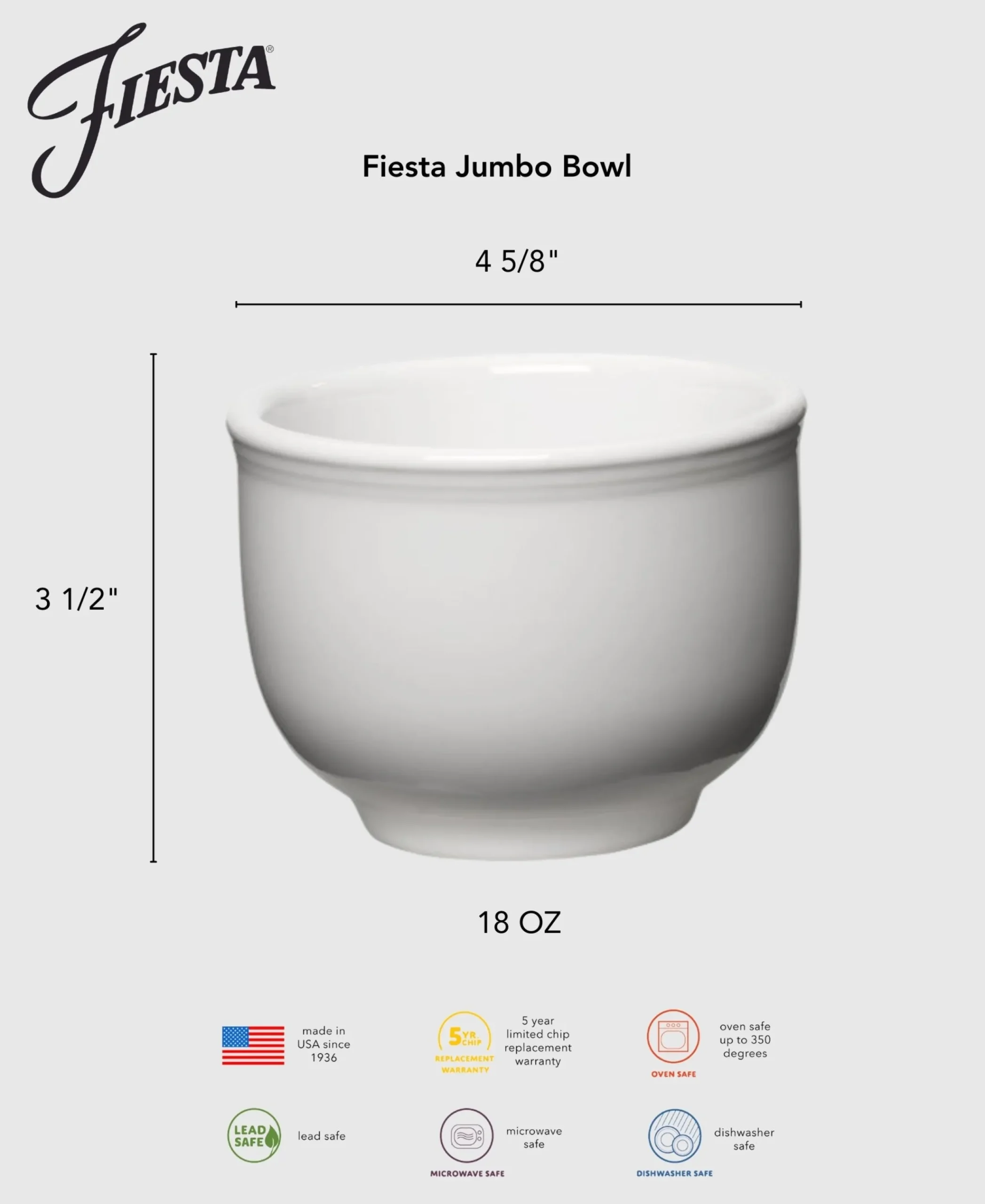 4 5/8 Inch Jumbo Bowl 18 OZ Foundry