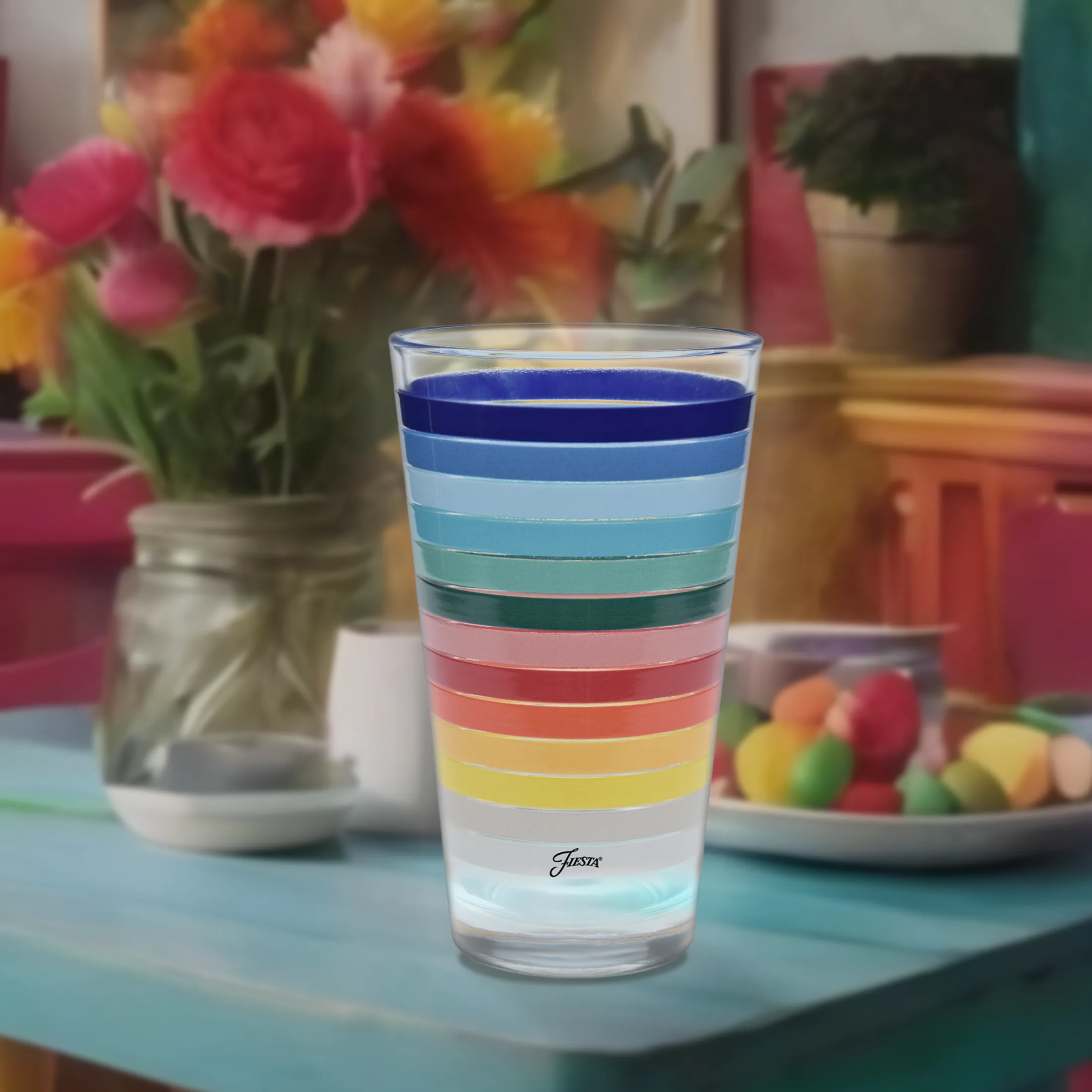 16 oz. All Colors Stripe Cooler Glass - Set of 4