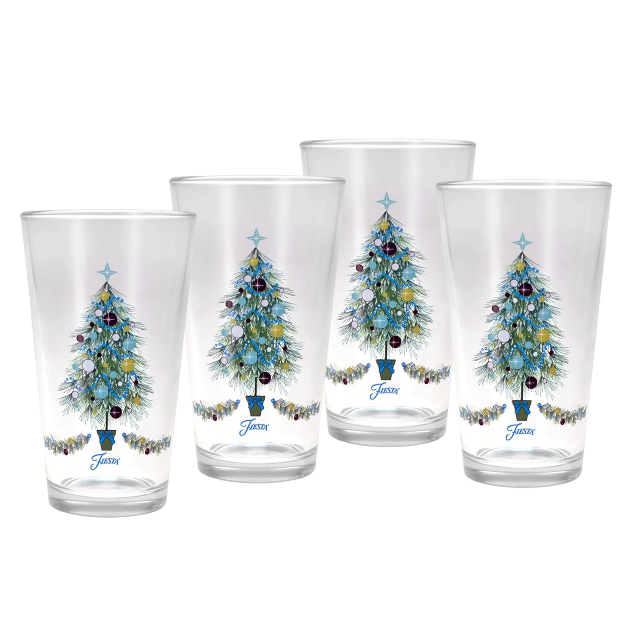 16 oz. Fiesta® Blue Christmas Tree Cooler - Set of 4