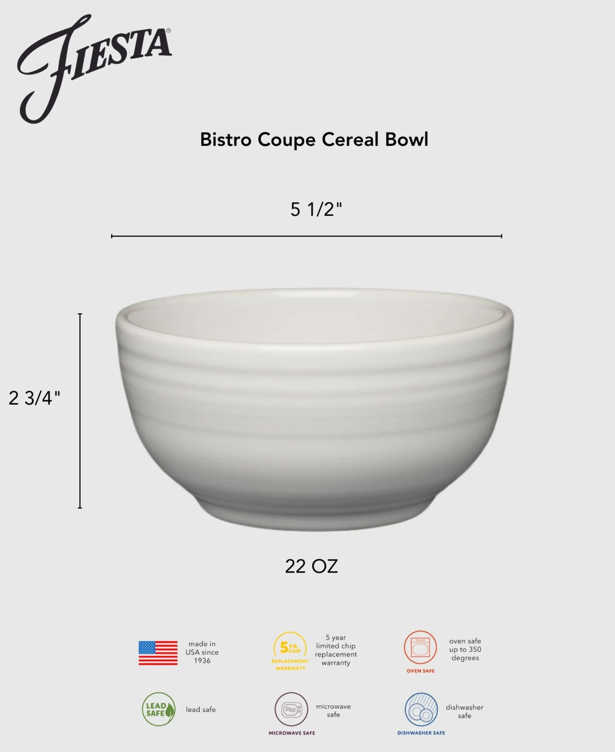 Bistro Coupe 5 1/2 Inch Cereal Bowl 22 OZ Foundry