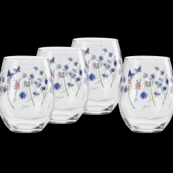 Breezy Floral 15 oz. Stemless Wine Glass – Set of 4