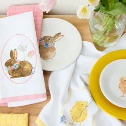 Breezy Floral Easter Bunny Kitchen Towels 2-Pack Set