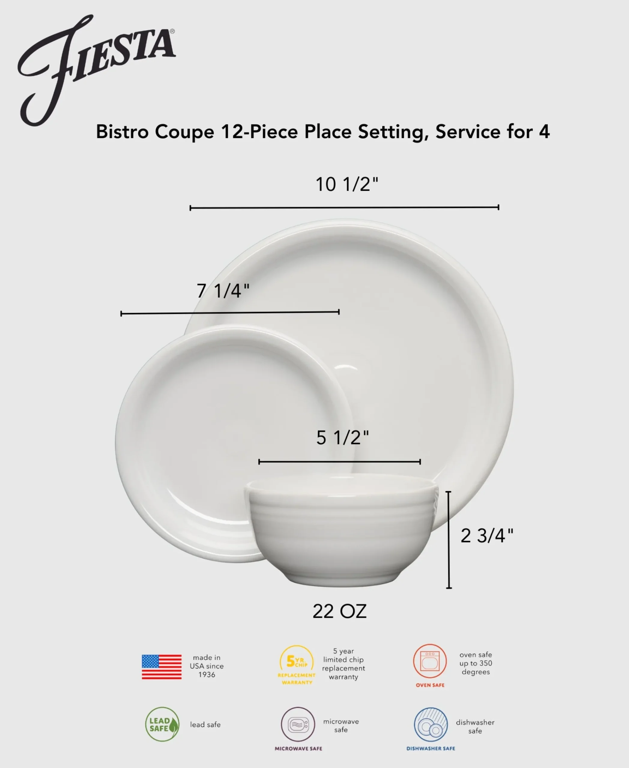Christmas Mixed Color Bistro Coupe 12-Piece Dinnerware Set, Service for 4