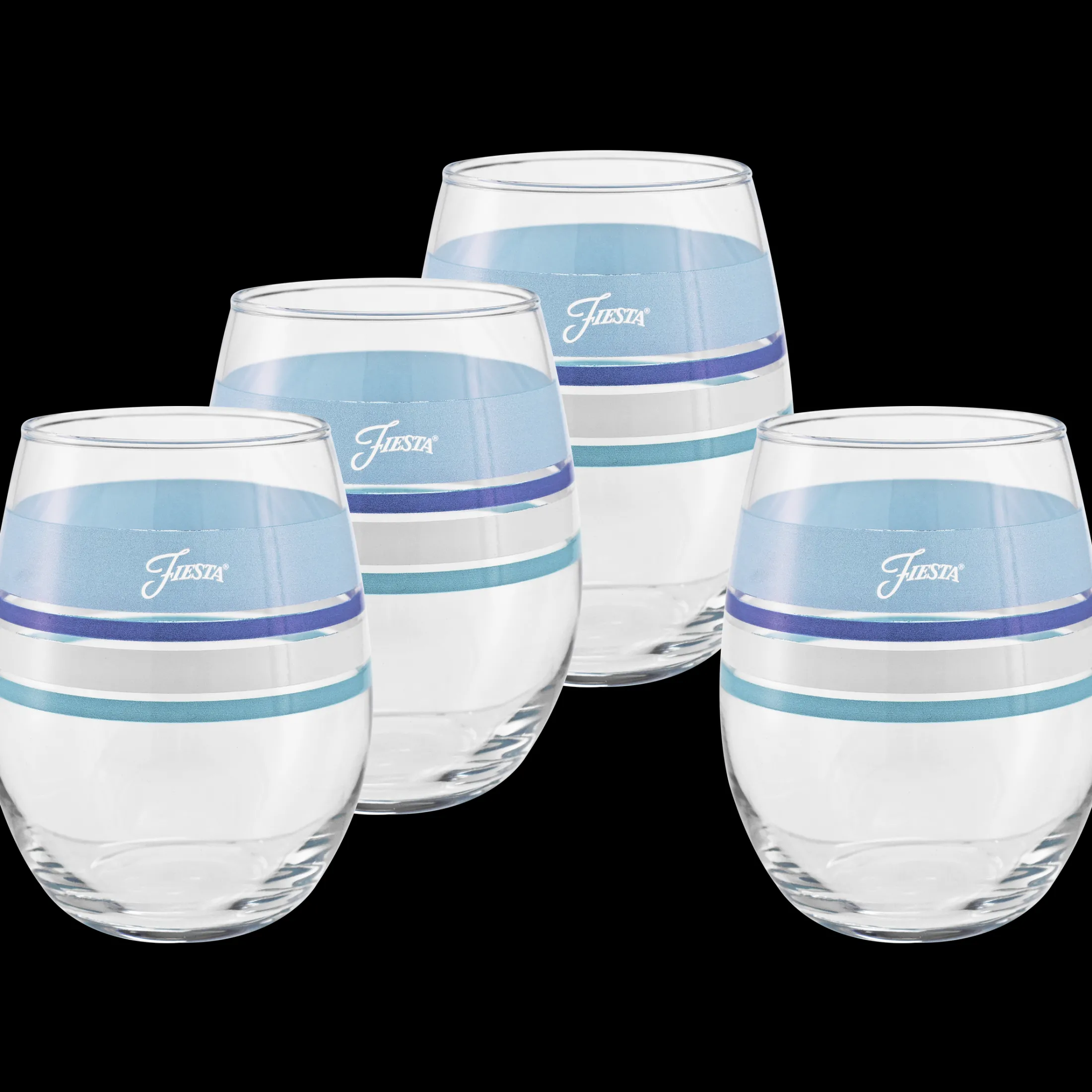 Coastal Blues 15 oz. Edgeline Stemless Wine – Set of 4