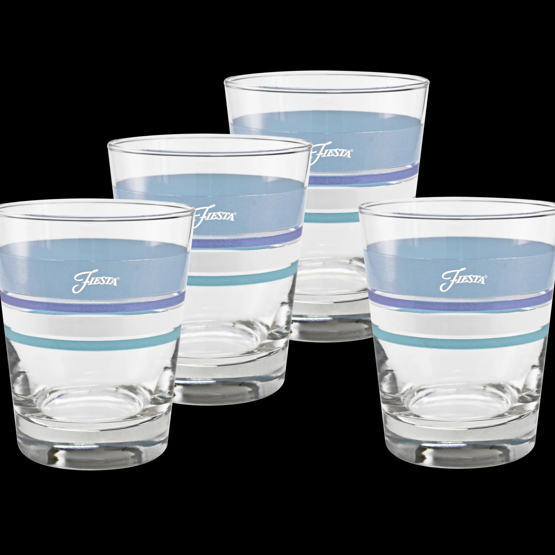 Coastal Blues 15 oz. Edgeline Tapered Double Old Fashion – Set of 4