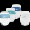 Coastal Blues 15 oz. Frame Stemless Wine Mixed Color – Set of 4