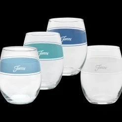Coastal Blues 15 oz. Frame Stemless Wine Mixed Color – Set of 4