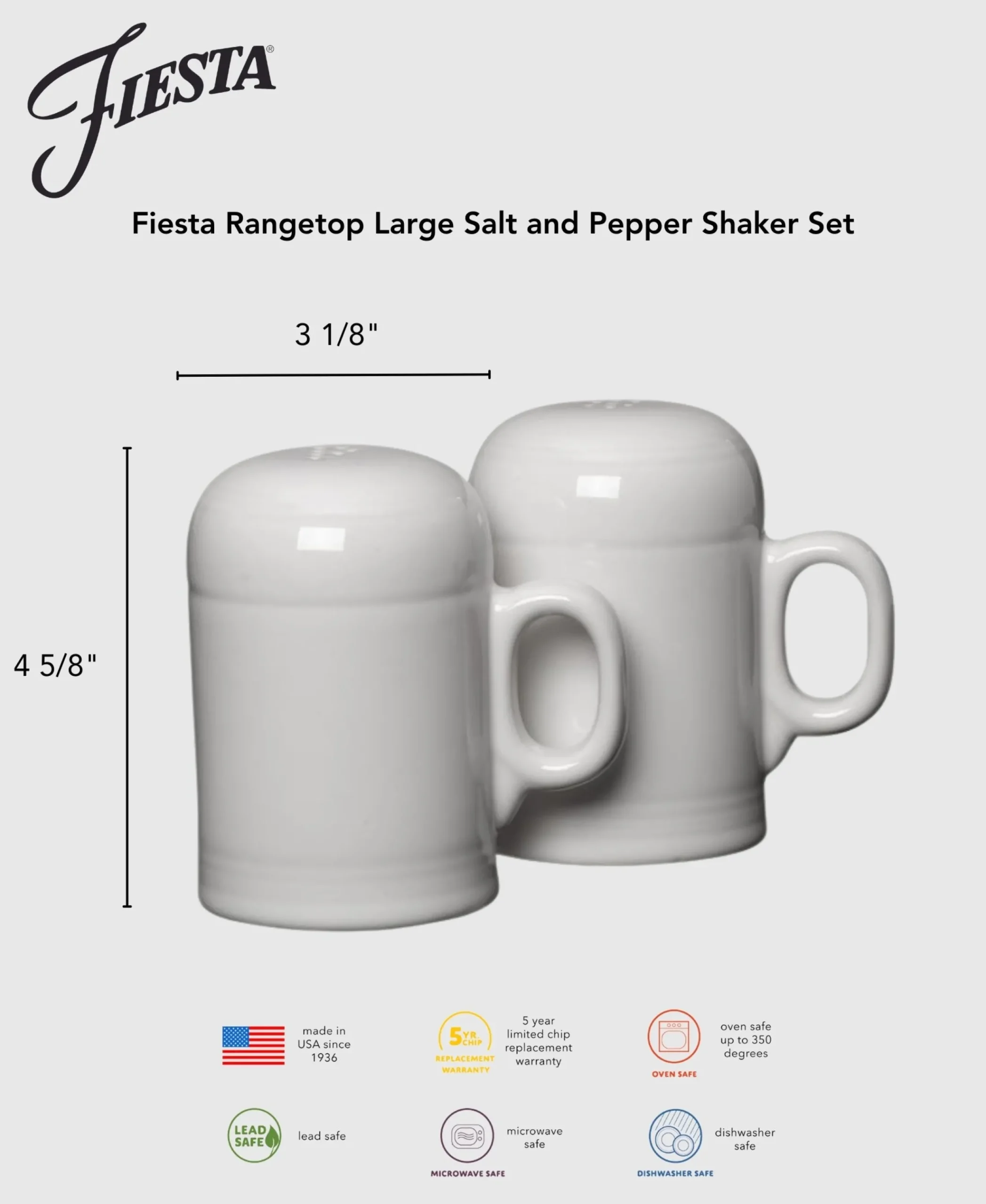 Fiesta 4 5/8 Inch Rangetop Large Salt and Pepper Shaker Set