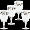 Holly Berry Christmas 16 oz. Footed Goblet – Set of 4