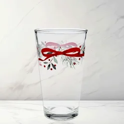 Holly Berry Christmas Garland 16 oz. Cooler Glass - Set of 4
