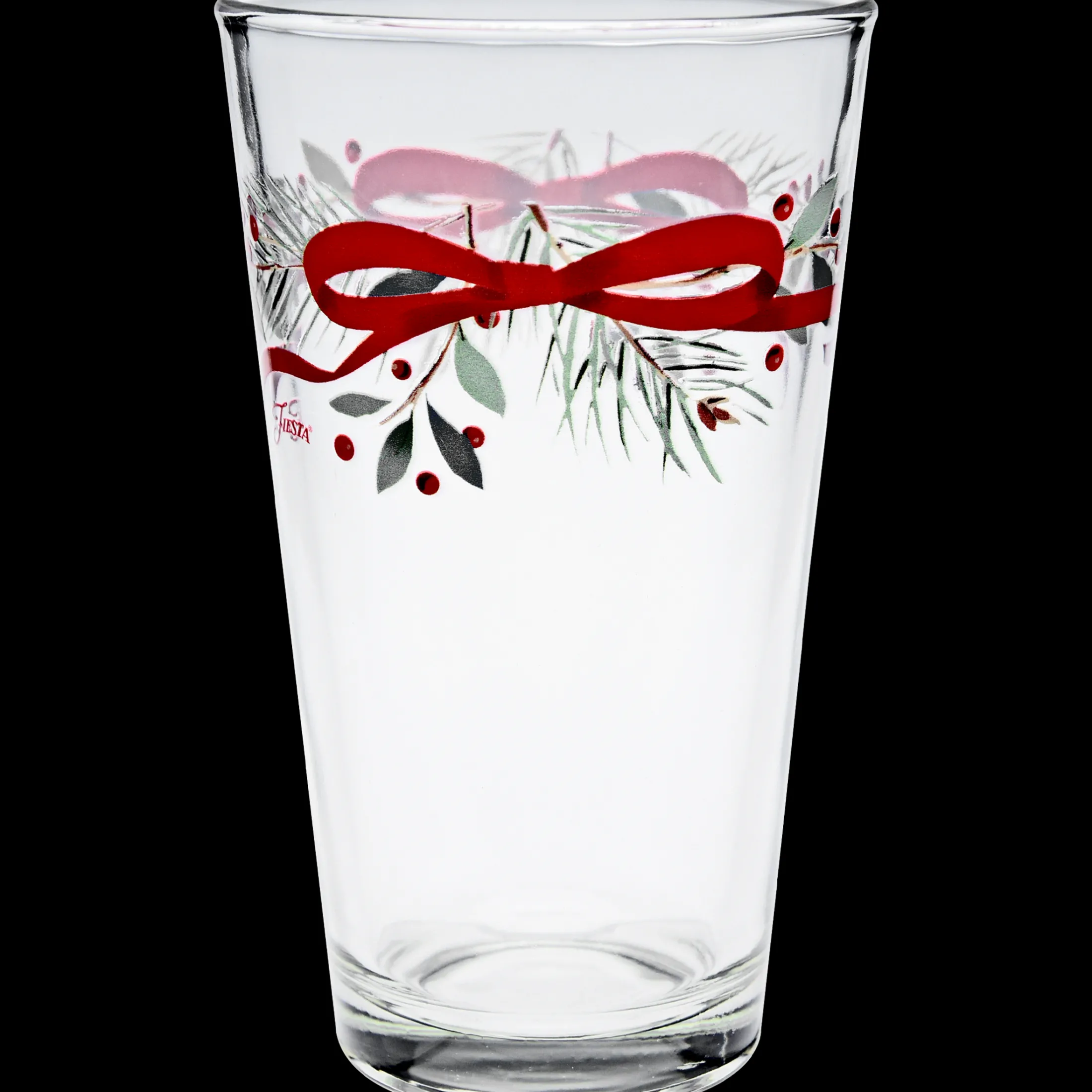 Holly Berry Christmas Garland 16 oz. Cooler Glass - Set of 4
