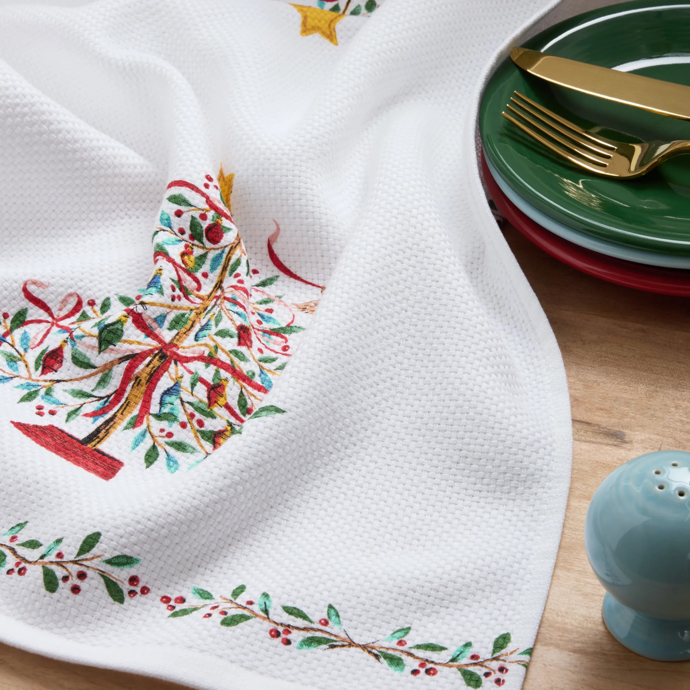 Holly Berry Christmas Tree Kitchen Towel Set