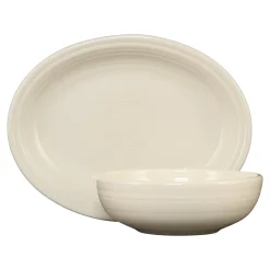 Linen 2-Piece Serve Set 11 5/8 Inch Oval Platter & 38 OZ Bistro Bowl