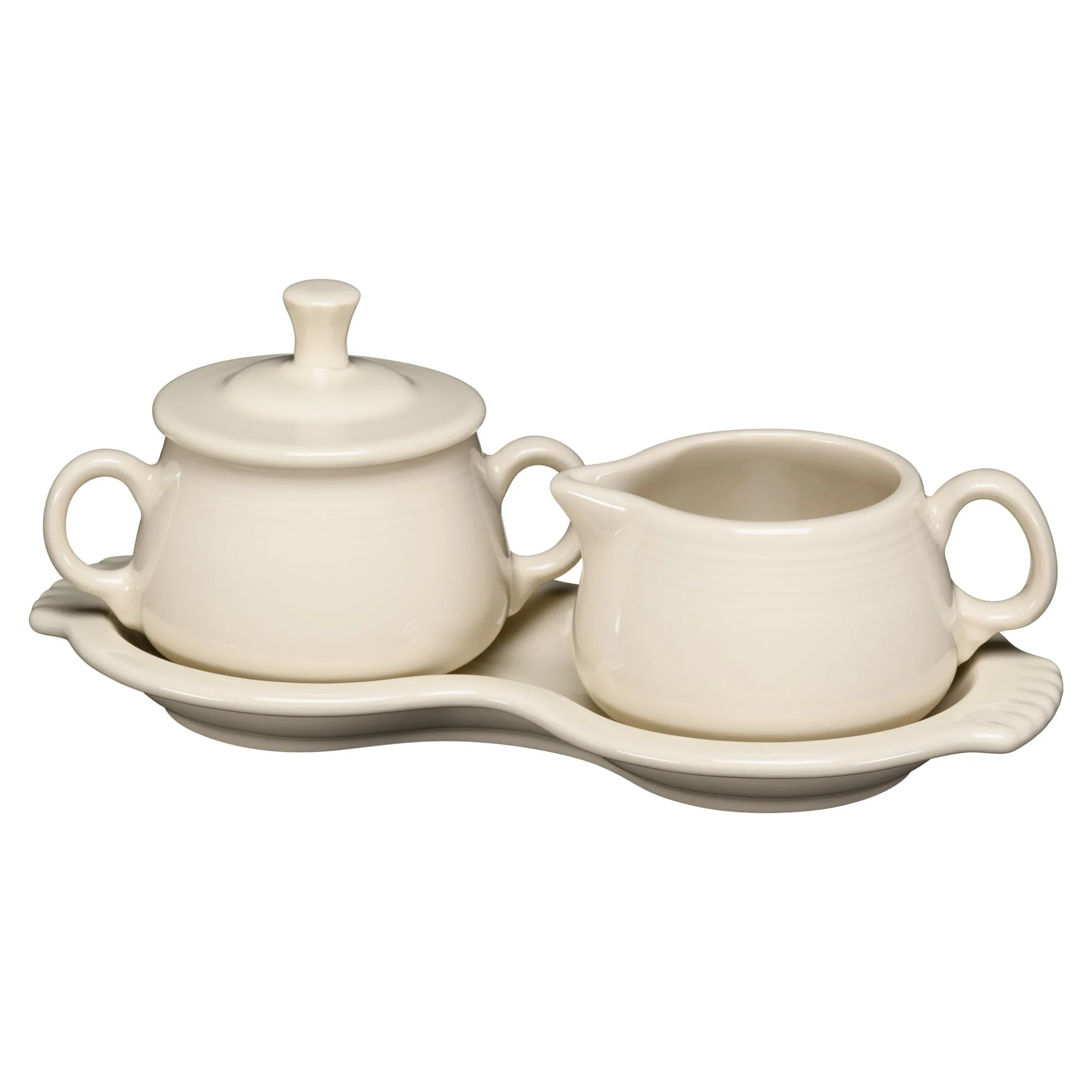 Linen 4-Piece Sugar Bowl and Creamer Set with Tray