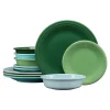 Mixed Aegean Classic Rim 12-Piece Dinnerware Set, Service for 4