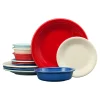 Mixed Americana Classic Rim 12-Piece Dinnerware Set, Service for 4