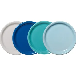 Mixed Coastal Blues Bistro Coupe 10 1/2 Inch Dinner Plate, Set of 4