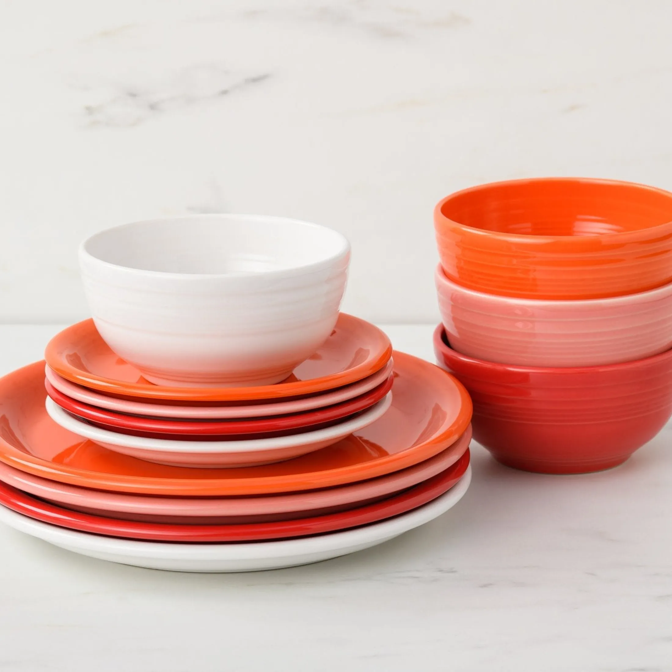 Mixed Sunset Horizon Bistro Coupe 12-Piece Dinnerware Set, Service for 4