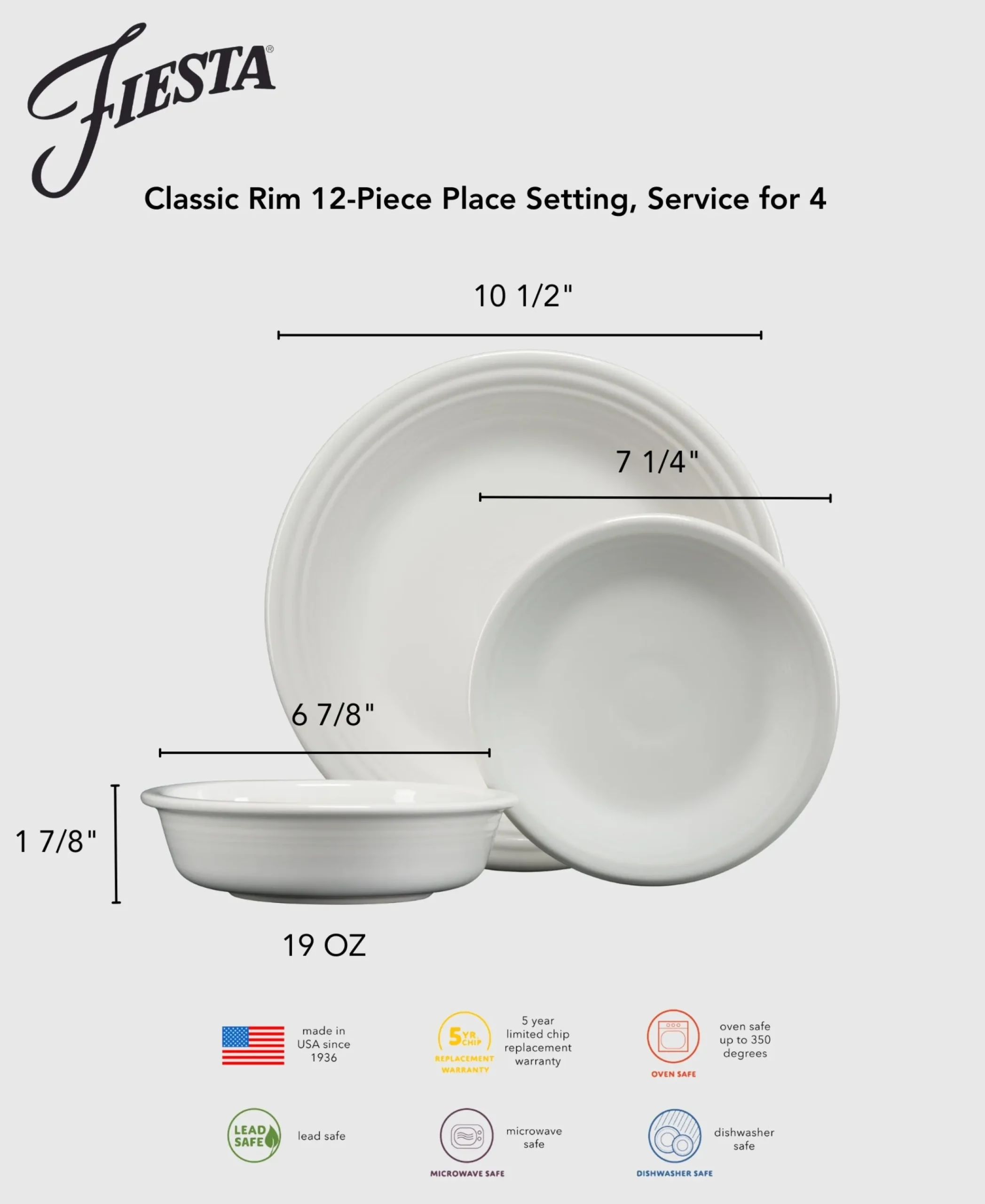 Mixed Sunset Horizon Classic Rim 12-Piece Dinnerware Set, Service for 4