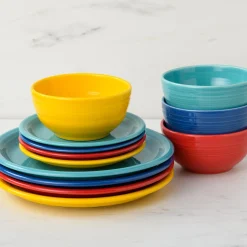 Mixed Vibrant Bistro Coupe 12-Piece Dinnerware Set, Service for 4