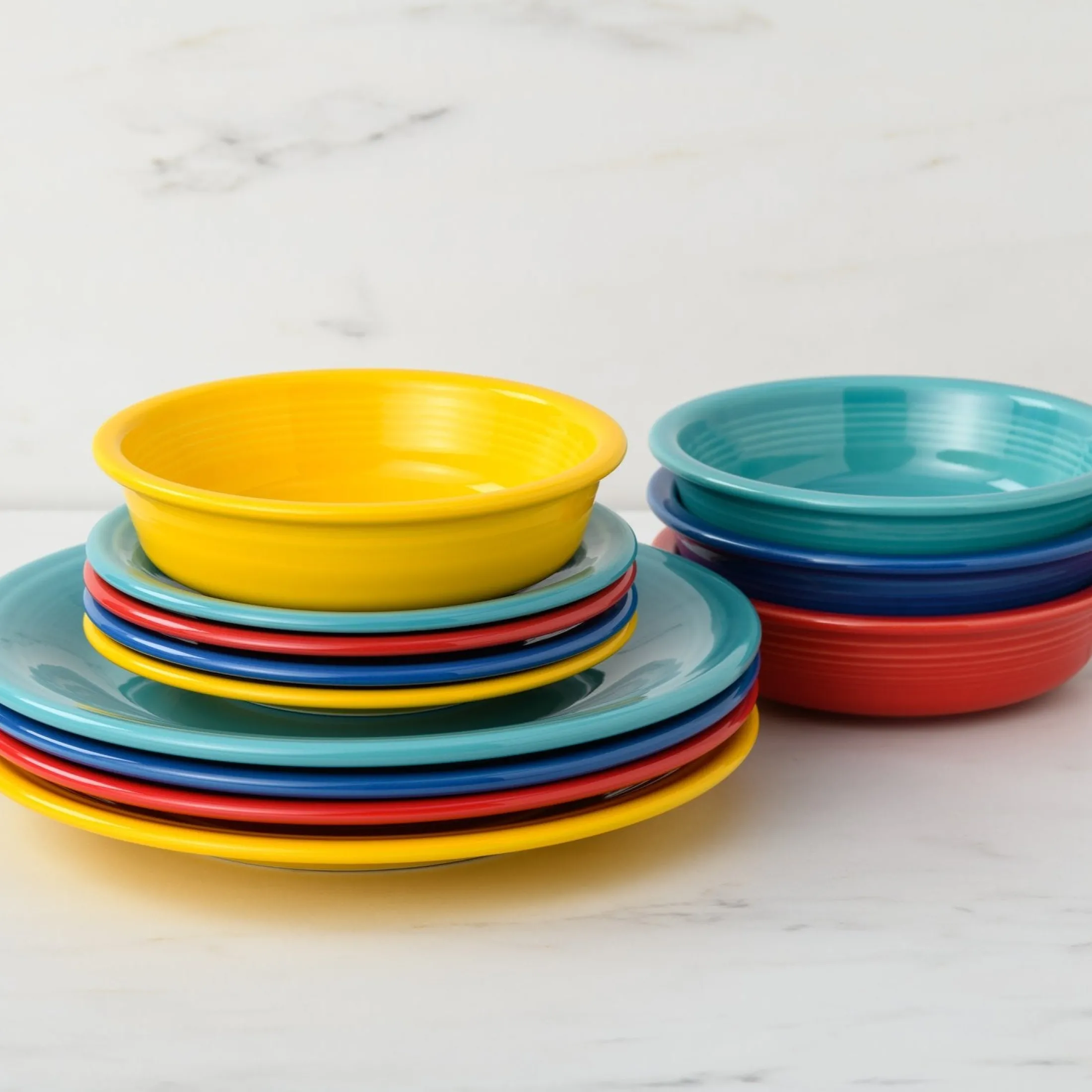 Mixed Vibrant Classic Rim 12-Piece Dinnerware Set, Service for 4