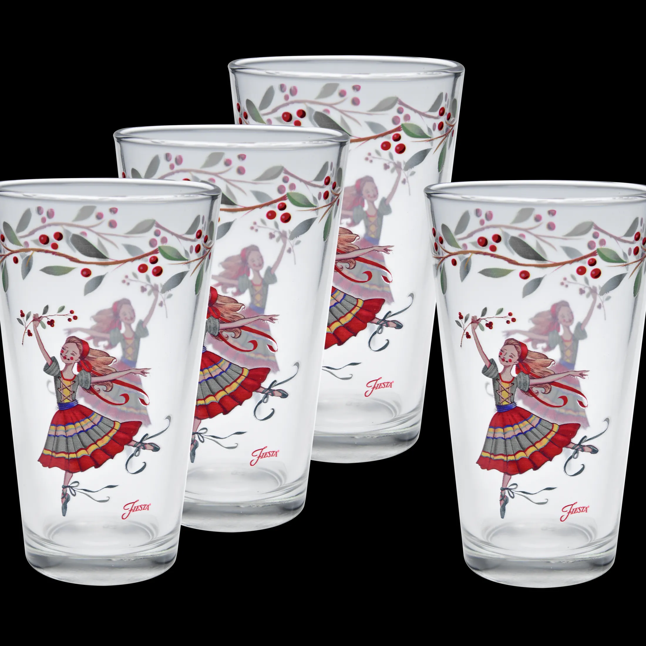 Nutcracker The Ballerina 16 oz. Cooler Glass - Set of 4