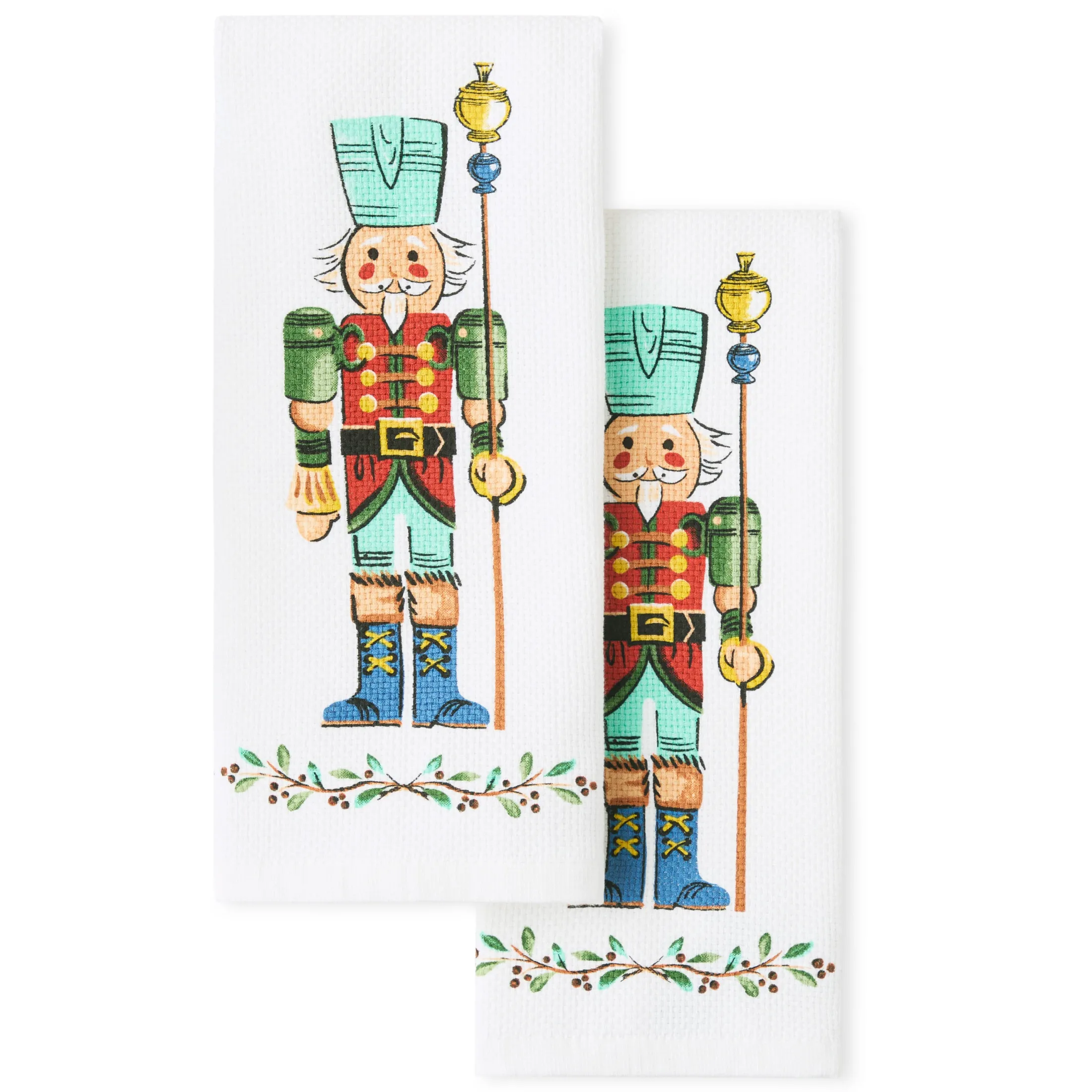 Nutcracker The Guardian Holiday Holly Sprig Kitchen Towel Set