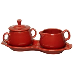 4-Piece Sugar Bowl and Creamer Set with Tray