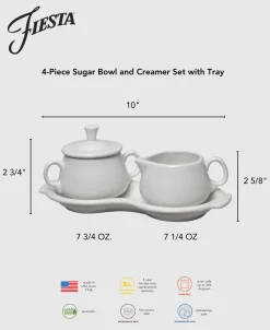 4-Piece Sugar Bowl and Creamer Set with Tray