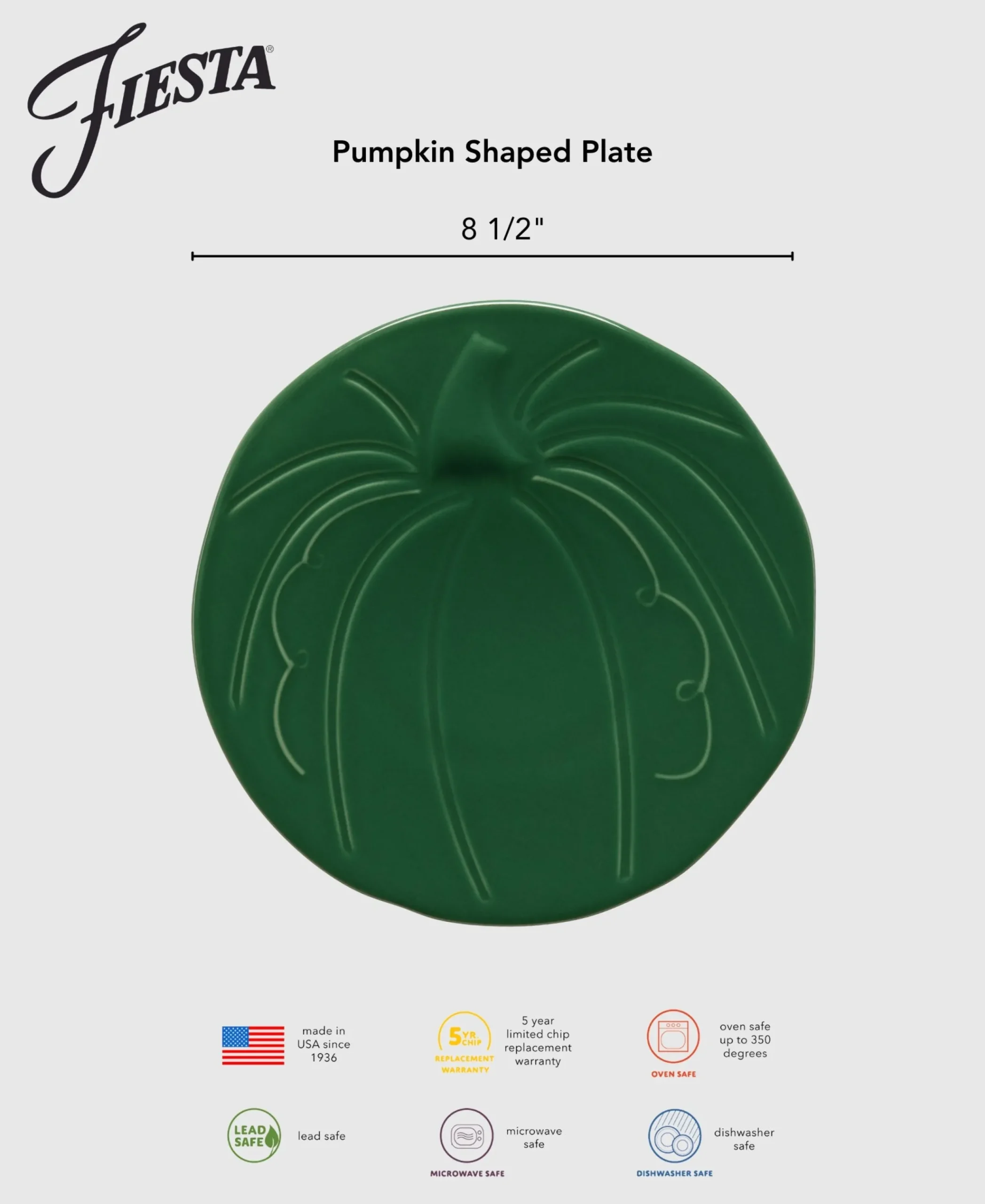 Pumpkin Shaped Plate 8 1/2 Inch