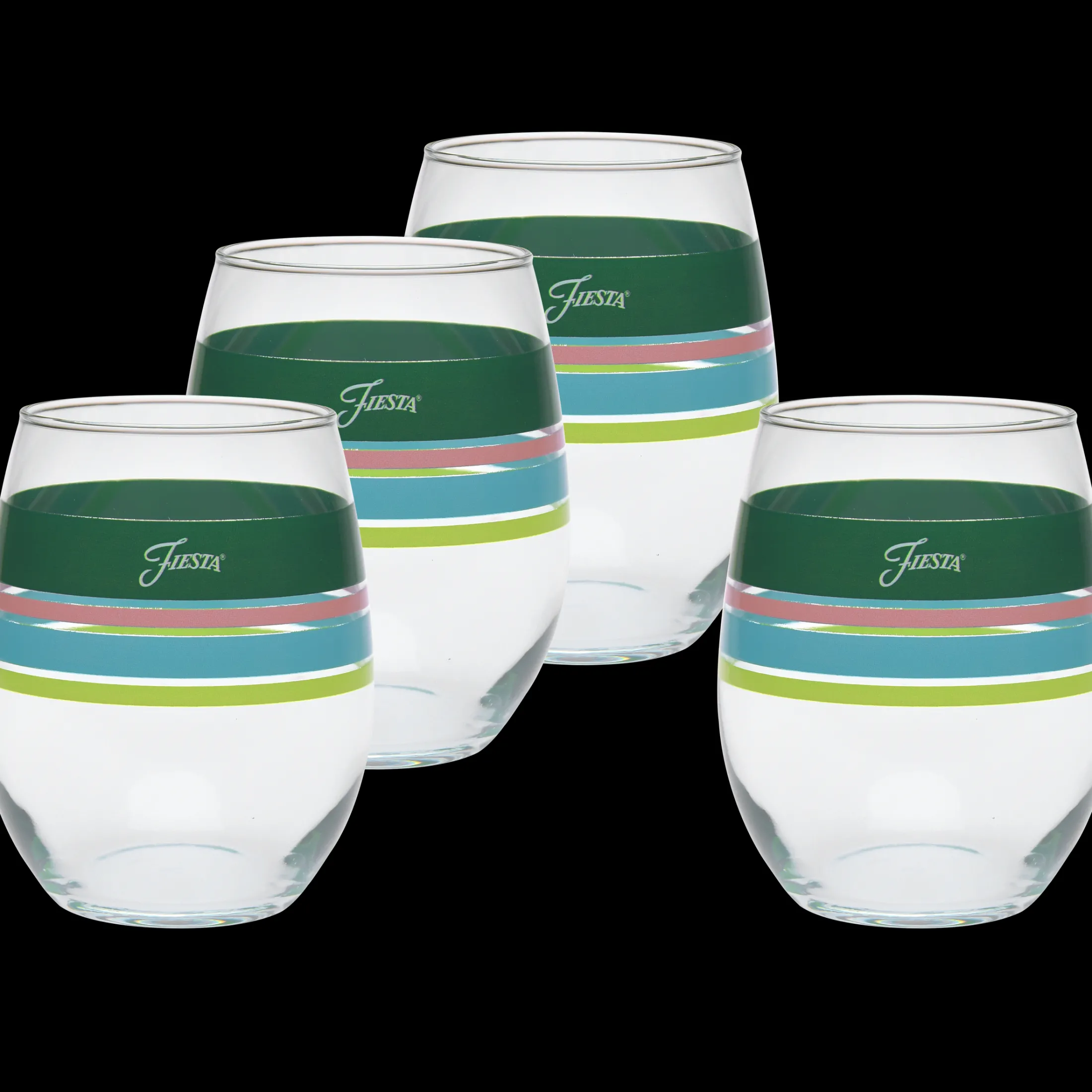 Retired 15 oz. Fiesta® Edgeline Stemless Wine Tropical – Set of 4