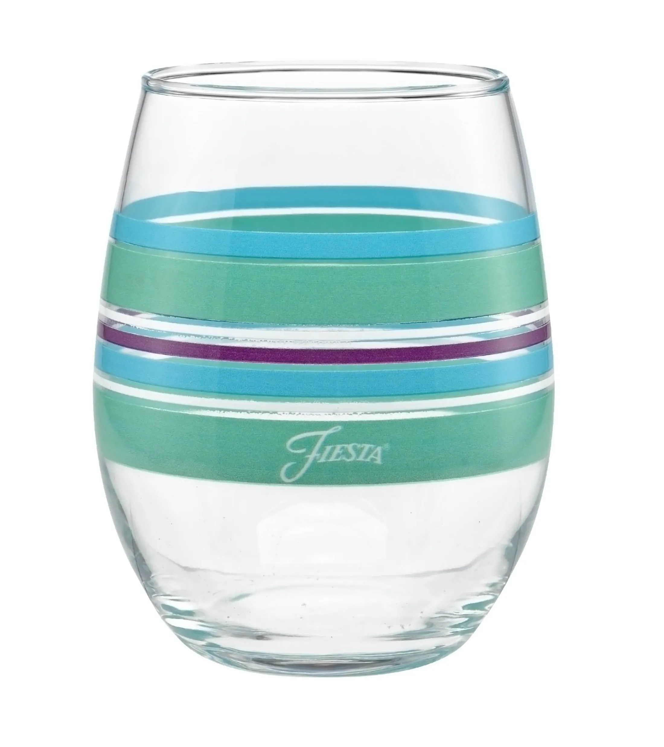 Retired 15 oz. Fiesta® Farmhouse Chic Stripes Stemless Wine – Set of 4