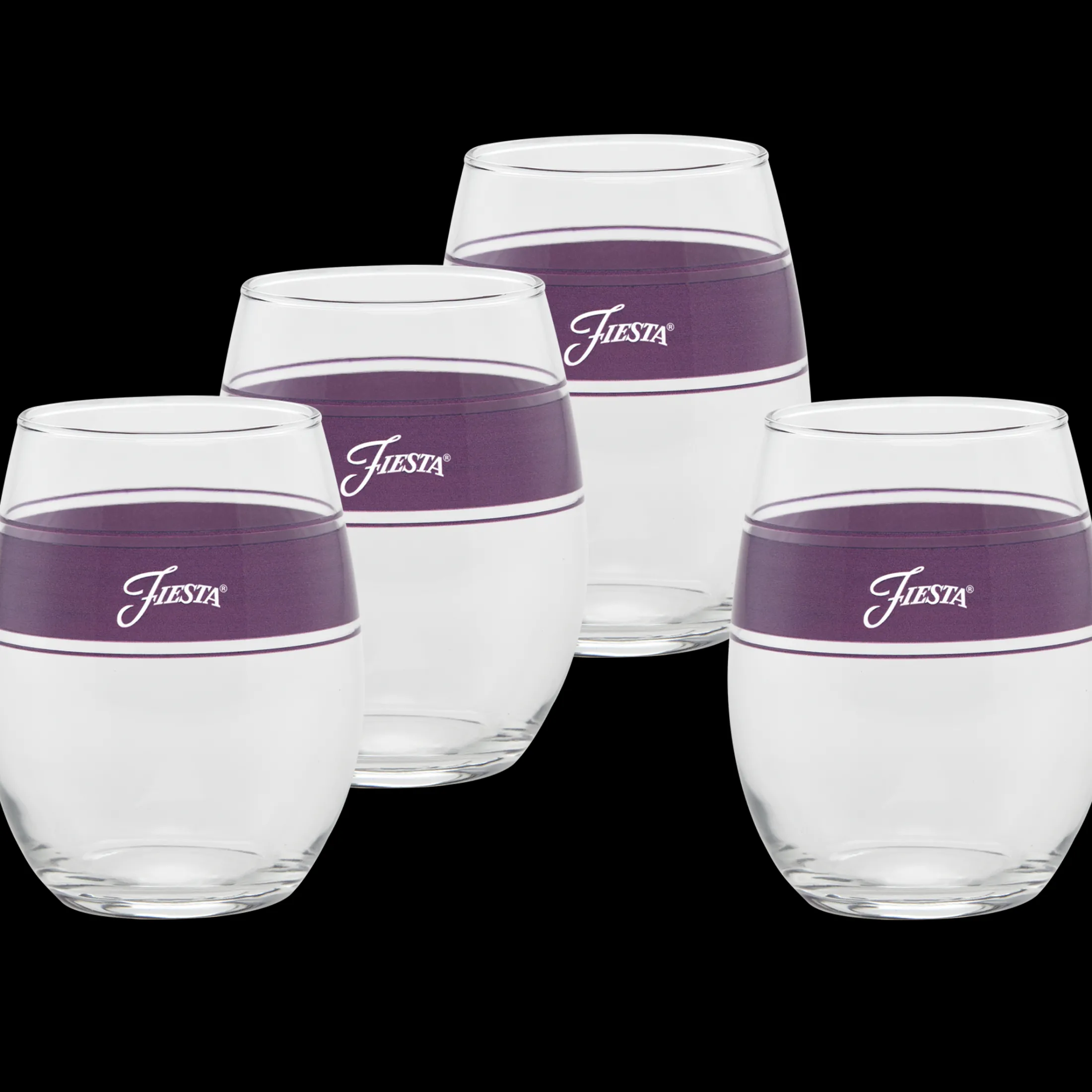 Retired 15 oz. Fiesta® Frame Stemless Wine Mulberry – Set of 4