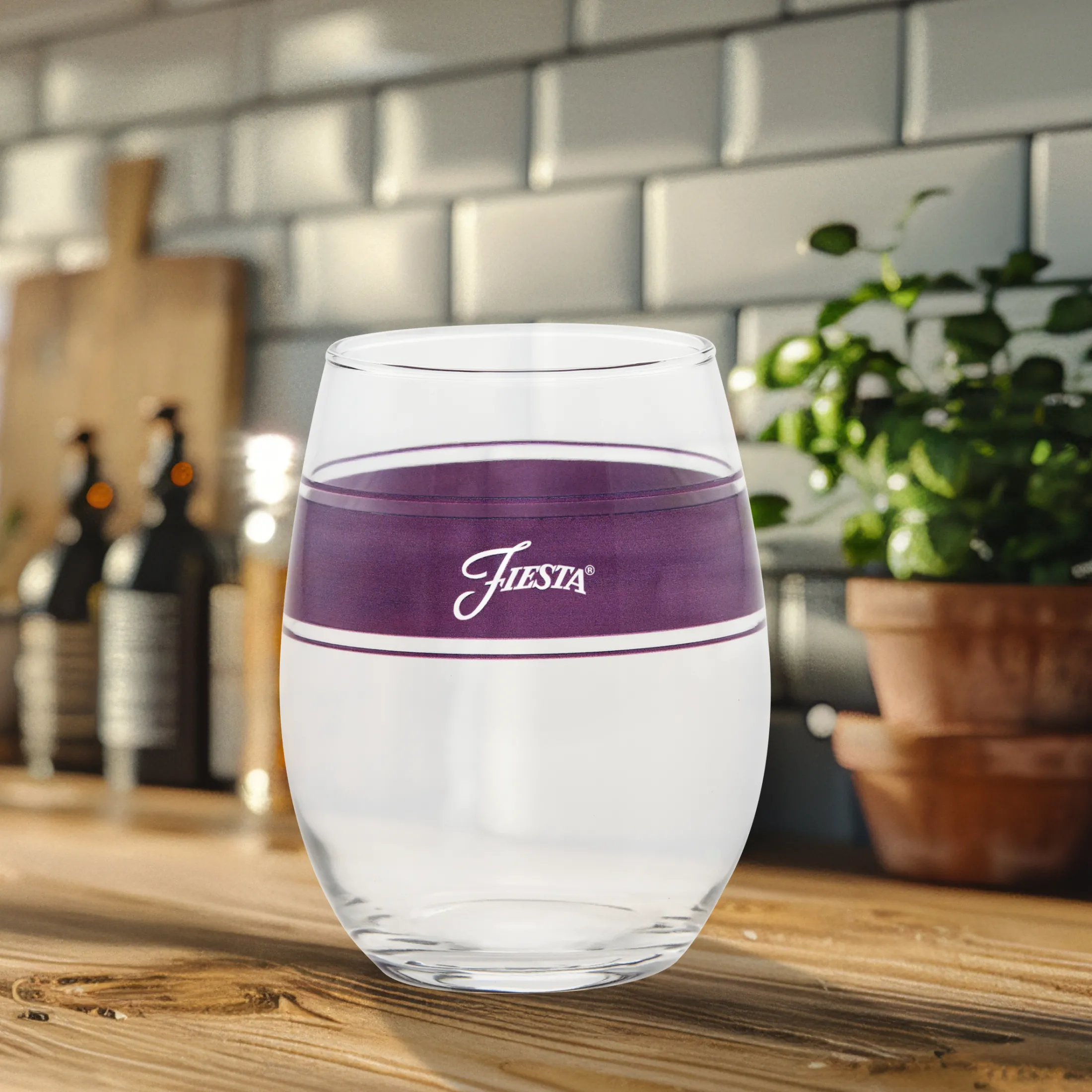 Retired 15 oz. Fiesta® Frame Stemless Wine Mulberry – Set of 4