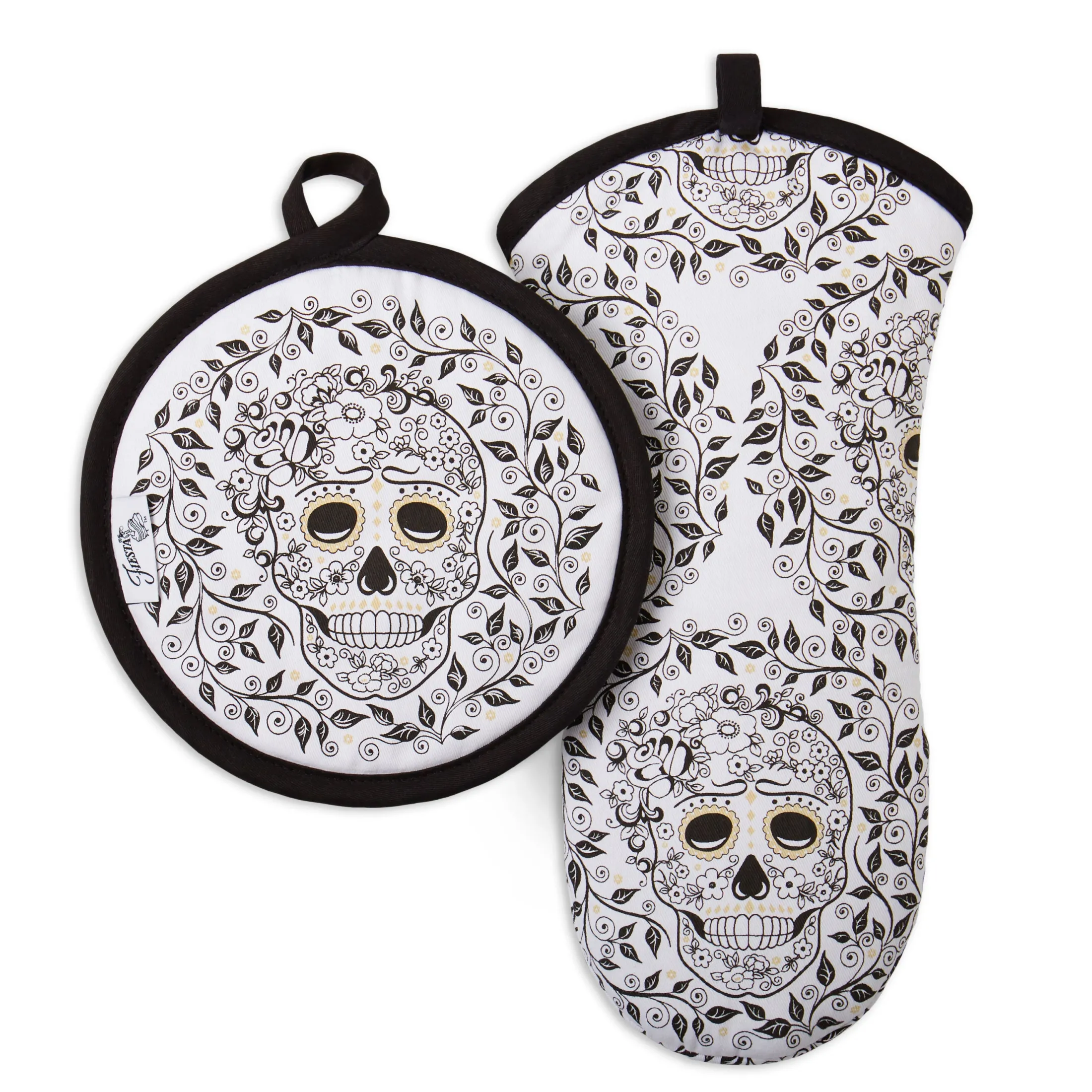 Retired Skull and Vine Oven Mitt & Pot Holder Set