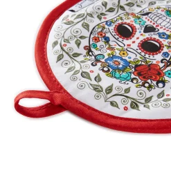 Retired SKULL AND VINE SUGAR Oven Mitt & Pot Holder Set
