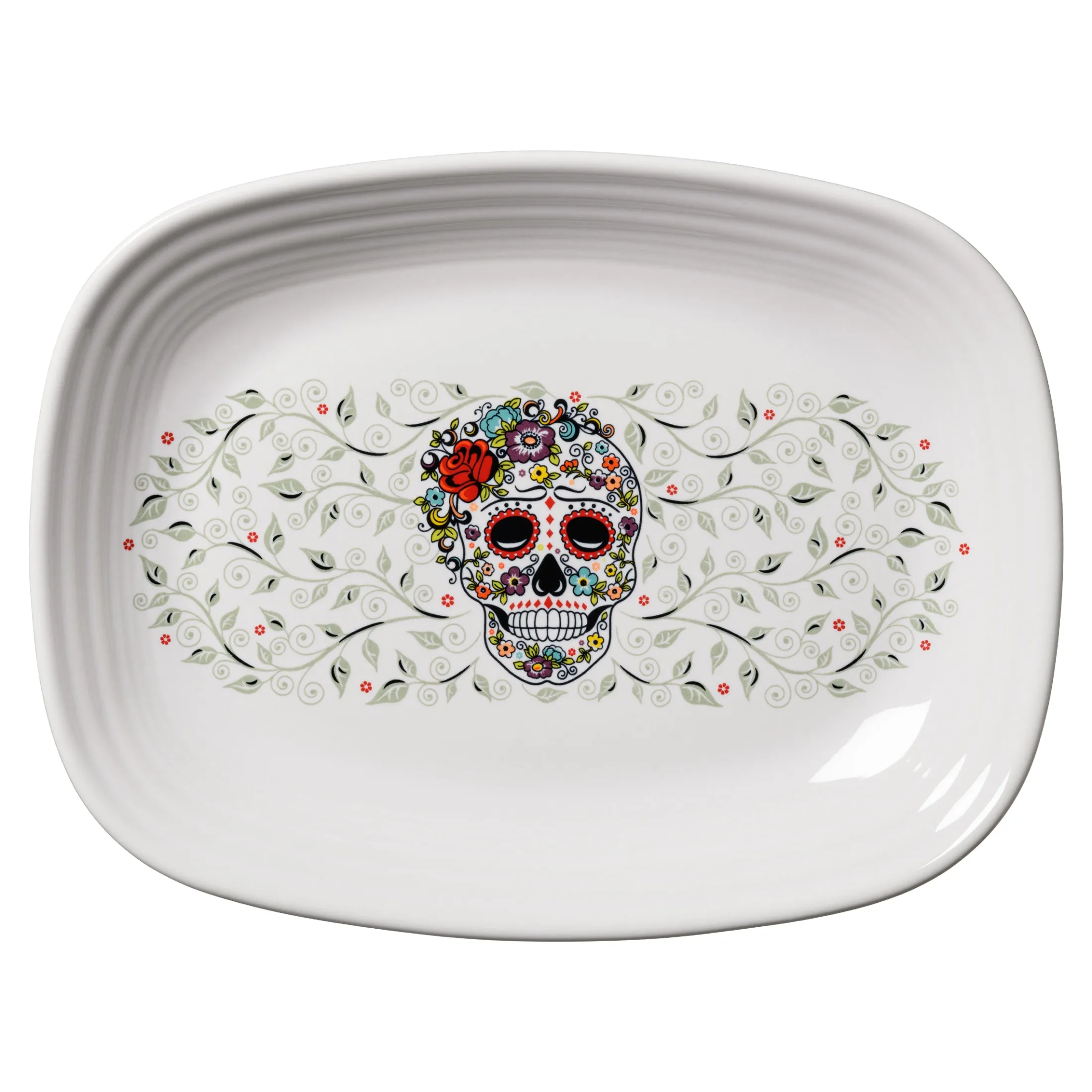 Retired SKULL AND VINE SUGAR 12 Inch Large Rectangular Platter