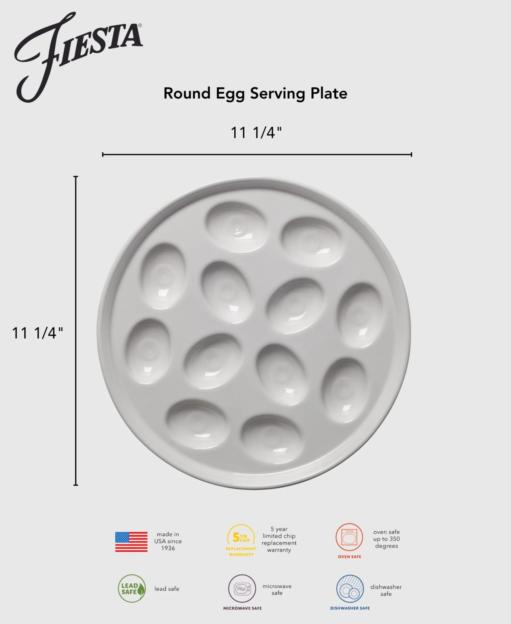 Round Egg Serving Platter 11 1/4 Inch