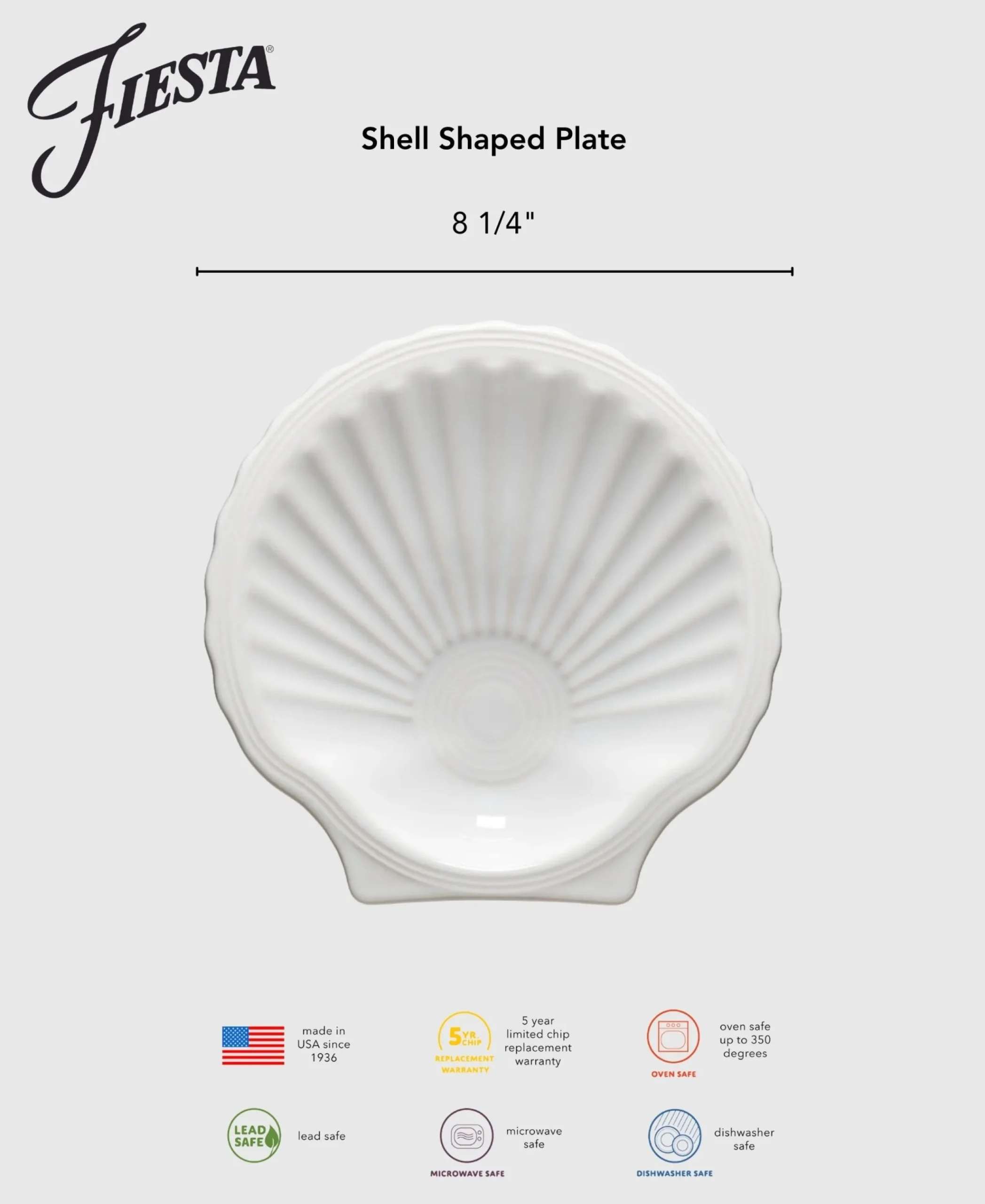 Shell Shaped Plate 8 1/4 Inch